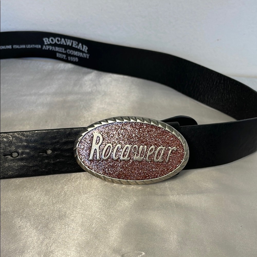 Rocawear Black and Pink Belt with Textured Buckle